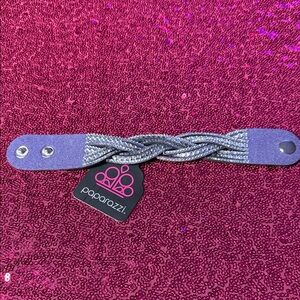 Paparazzi Silver and Blue Braided Belt